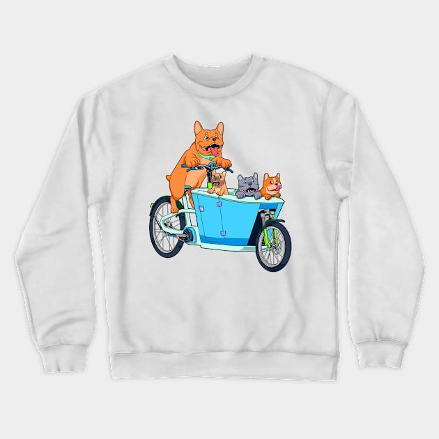 Cute cartoon dogs on cargo bike Crewneck Sweatshirt by Modern Medieval Design